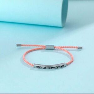 Don’t Let the Hard Days Win Adjustable Bracelet - Pink & Silver